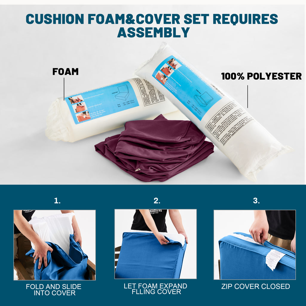 ARTPLAN Outdoor Seat Cushion Set, 24 x 24 Inch Water-Resistant & Fade-Resistant Patio Furniture Cushions with Removable Cover, Deep Seat & Back Cushion with Zipper for Chair Couch Sectional Sofa