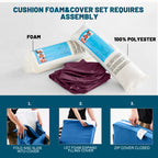 ARTPLAN Outdoor Seat Cushion Set, 24 x 24 Inch Water-Resistant & Fade-Resistant Patio Furniture Cushions with Removable Cover, Deep Seat & Back Cushion with Zipper for Chair Couch Sectional Sofa