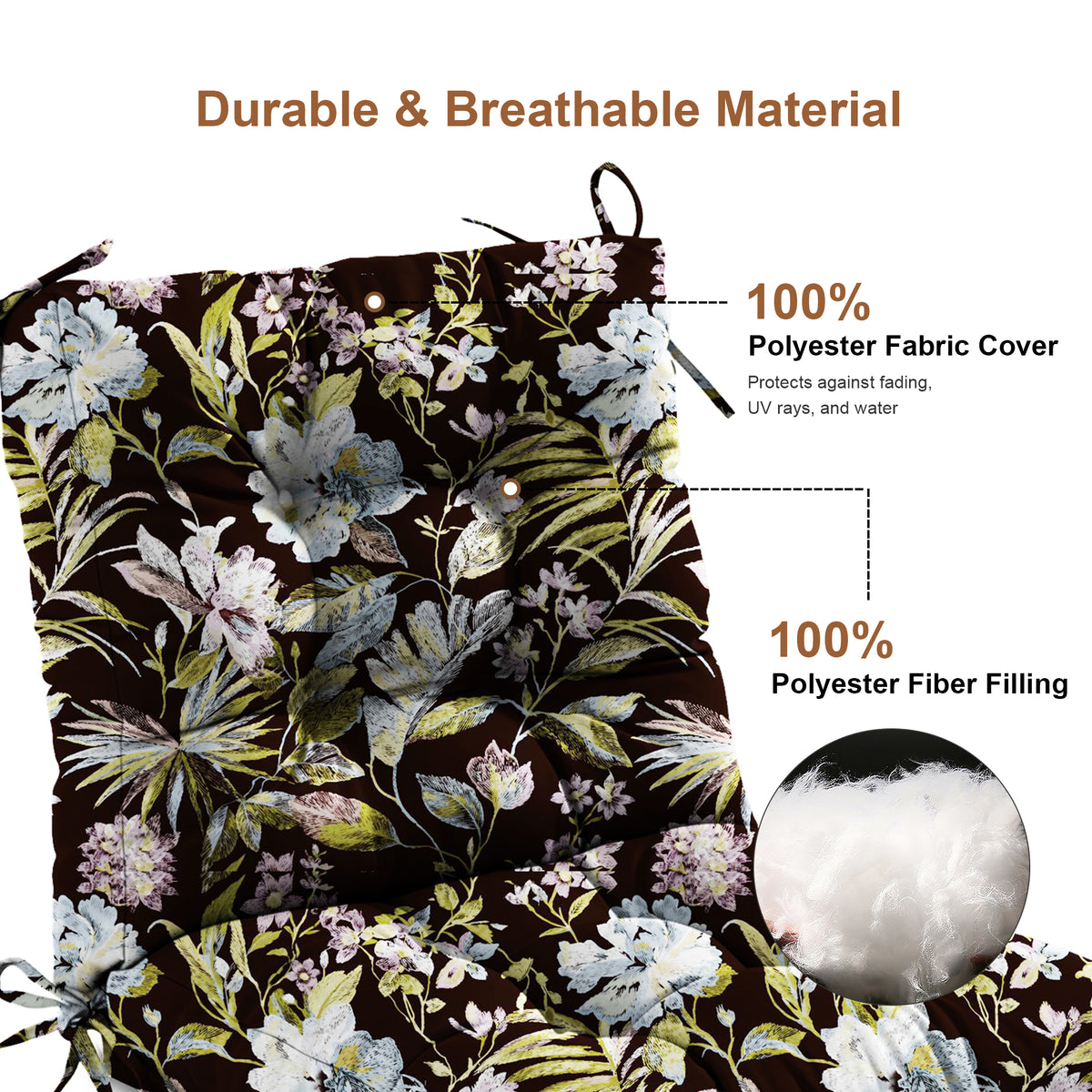 Outdoor Chair Cushion Tufted Seat & Back Cushion with Ties 40x21x4 Inch Waterproof UV Fade Resistant Replacement Cushion for Patio Garden Furniture