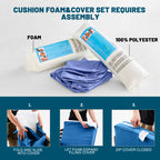 ARTPLAN Outdoor Seat Cushion Set, 24 x 24 Inch Water-Resistant & Fade-Resistant Patio Furniture Cushions with Removable Cover, Deep Seat & Back Cushion with Zipper for Chair Couch Sectional Sofa