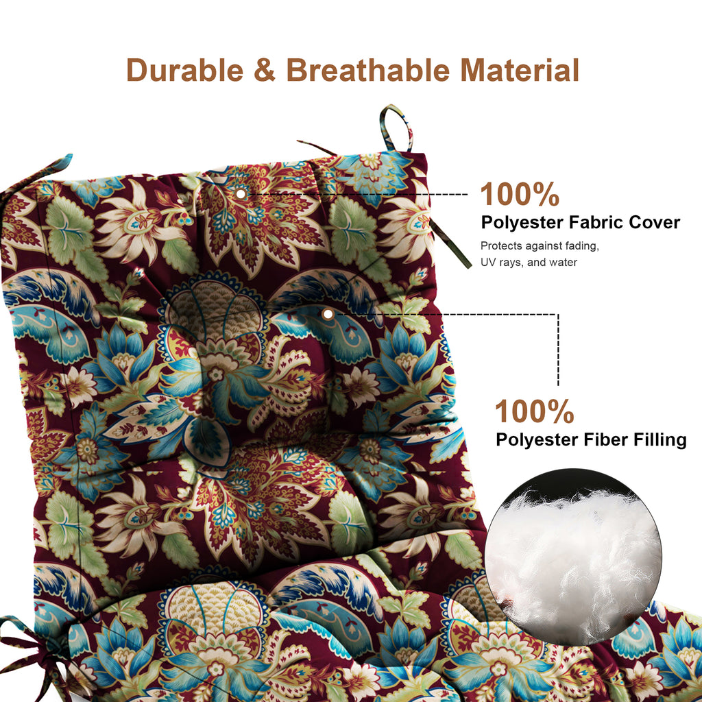 Outdoor Chair Cushion Tufted Seat & Back Cushion with Ties 40x21x4 Inch Waterproof UV Fade Resistant Replacement Cushion for Patio Garden Furniture