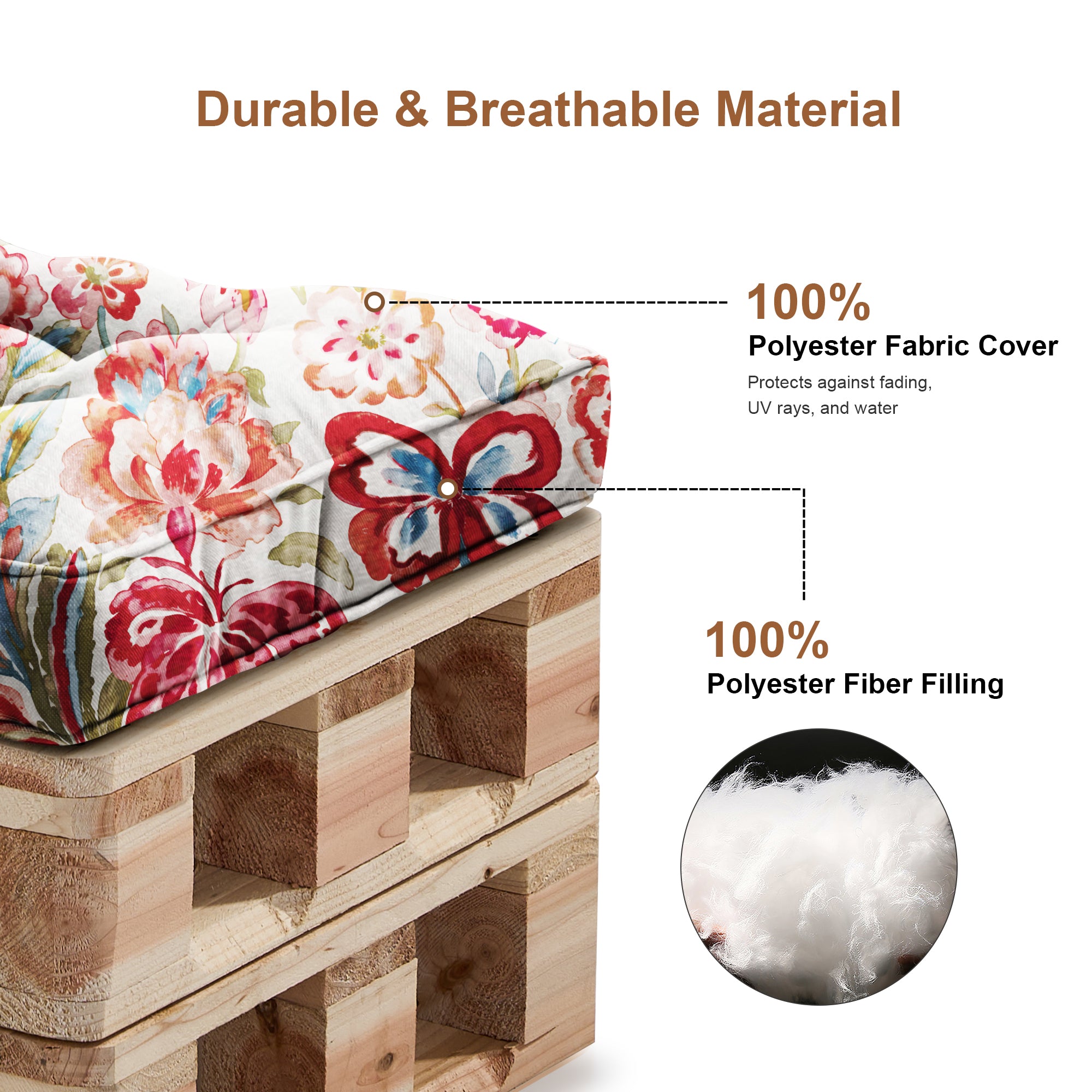 Outdoor Chair Cushions Set of 2  All-Weather Patio Furniture Cushions with High Resilience Foam  Indoor Outdoor Seat & Back Cushion for Patio, Garden  Sunroom