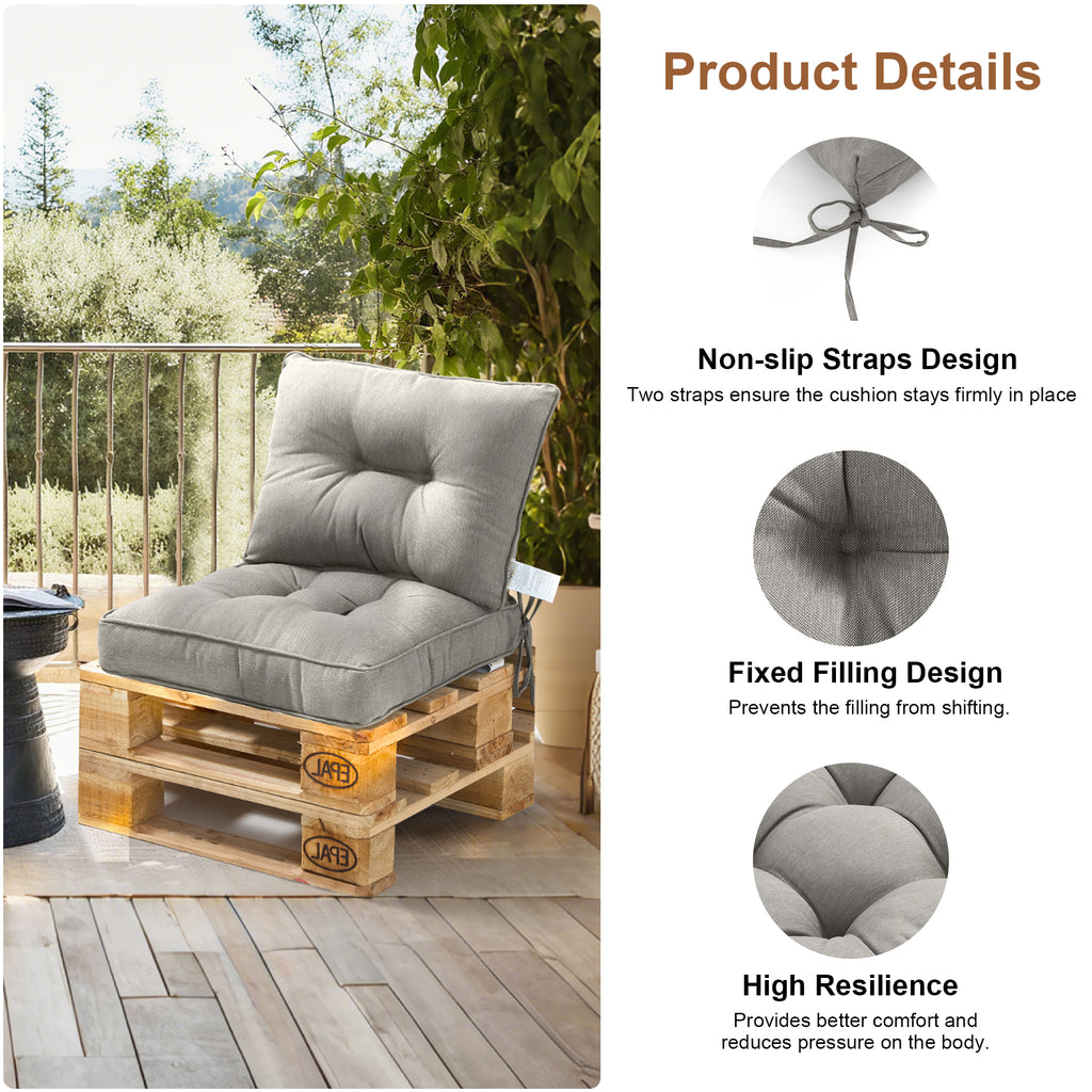 Outdoor Chair Cushions Set of 2, All-Weather Patio Furniture Cushions with High Resilience Foam, Indoor Outdoor Seat & Back Cushion for Patio, Garden, Sunroom