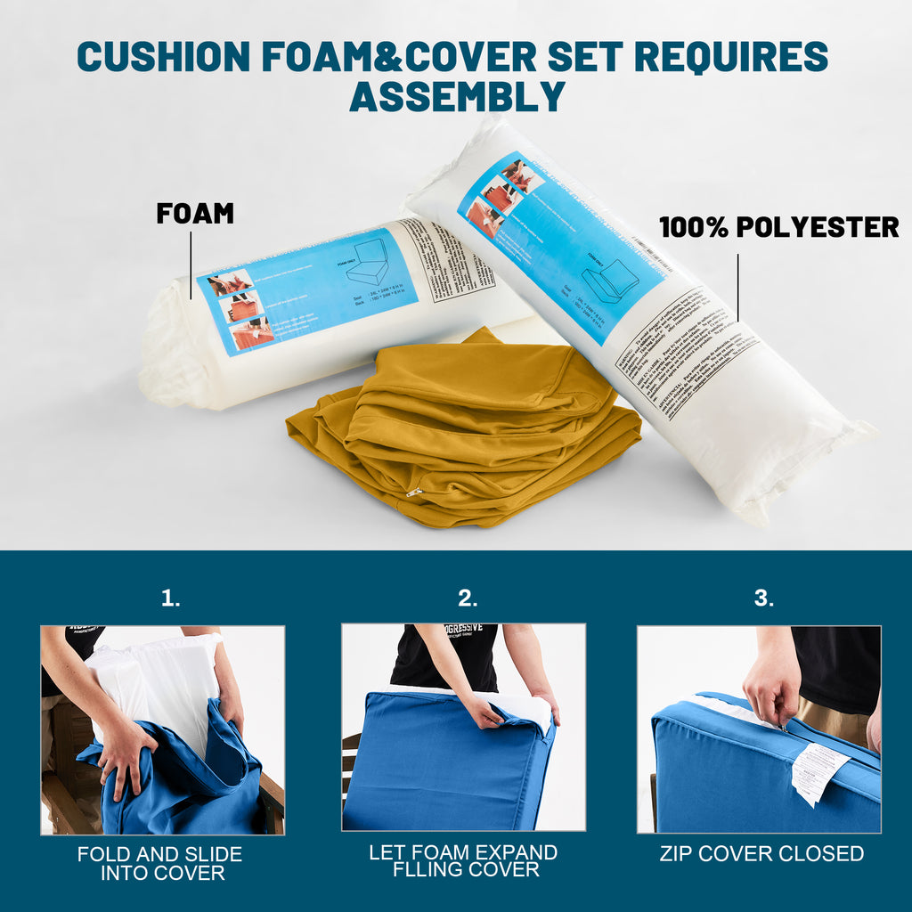 ARTPLAN Outdoor Seat Cushion Set, 24 x 24 Inch Water-Resistant & Fade-Resistant Patio Furniture Cushions with Removable Cover, Deep Seat & Back Cushion with Zipper for Chair Couch Sectional Sofa