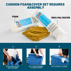 ARTPLAN Outdoor Seat Cushion Set, 24 x 24 Inch Water-Resistant & Fade-Resistant Patio Furniture Cushions with Removable Cover, Deep Seat & Back Cushion with Zipper for Chair Couch Sectional Sofa