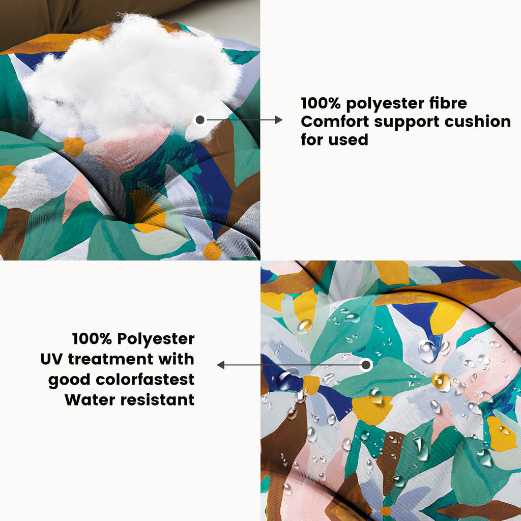 ARTPLAN Outdoor Cushions for Settee,Wicker Loveseat Cushions with Tie,Tufted Patio Cushions 2 U-Shaped Set of 5 Piece,L44xW19,Floral,
