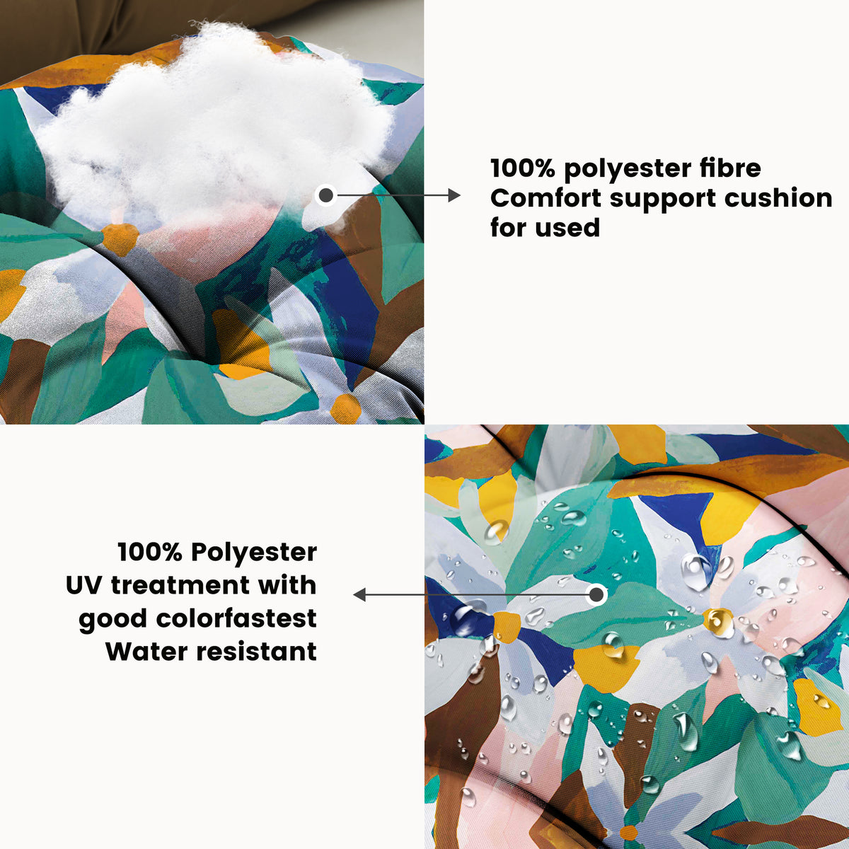 ARTPLAN Outdoor Cushions for Settee,Wicker Loveseat Cushions with Tie,Tufted Patio Cushions 2 U-Shaped Set of 5 Piece,L44xW19,Floral,