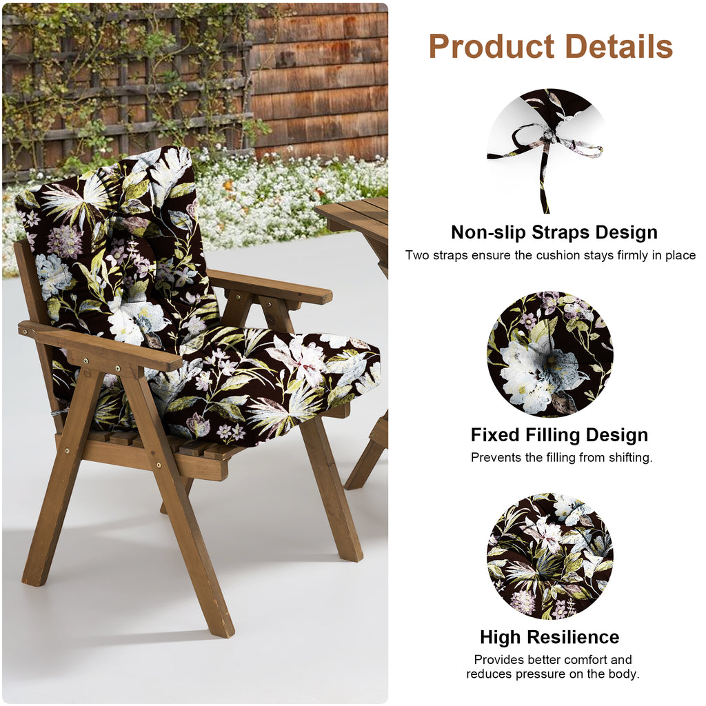 Outdoor Chair Cushion Tufted Seat & Back Cushion with Ties 40x21x4 Inch Waterproof UV Fade Resistant Replacement Cushion for Patio Garden Furniture