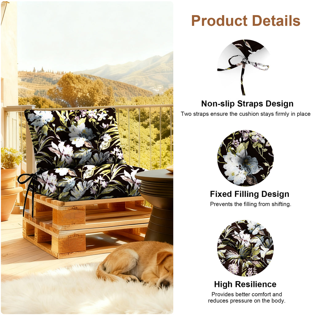 Outdoor Chair Cushions Set of 2  All-Weather Patio Furniture Cushions with High Resilience Foam  Indoor Outdoor Seat & Back Cushion for Patio, Garden  Sunroom