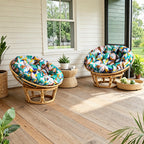 ARTPLAN Round Papasan Chair Cushion Tufted Swing Seat Pad with Ties