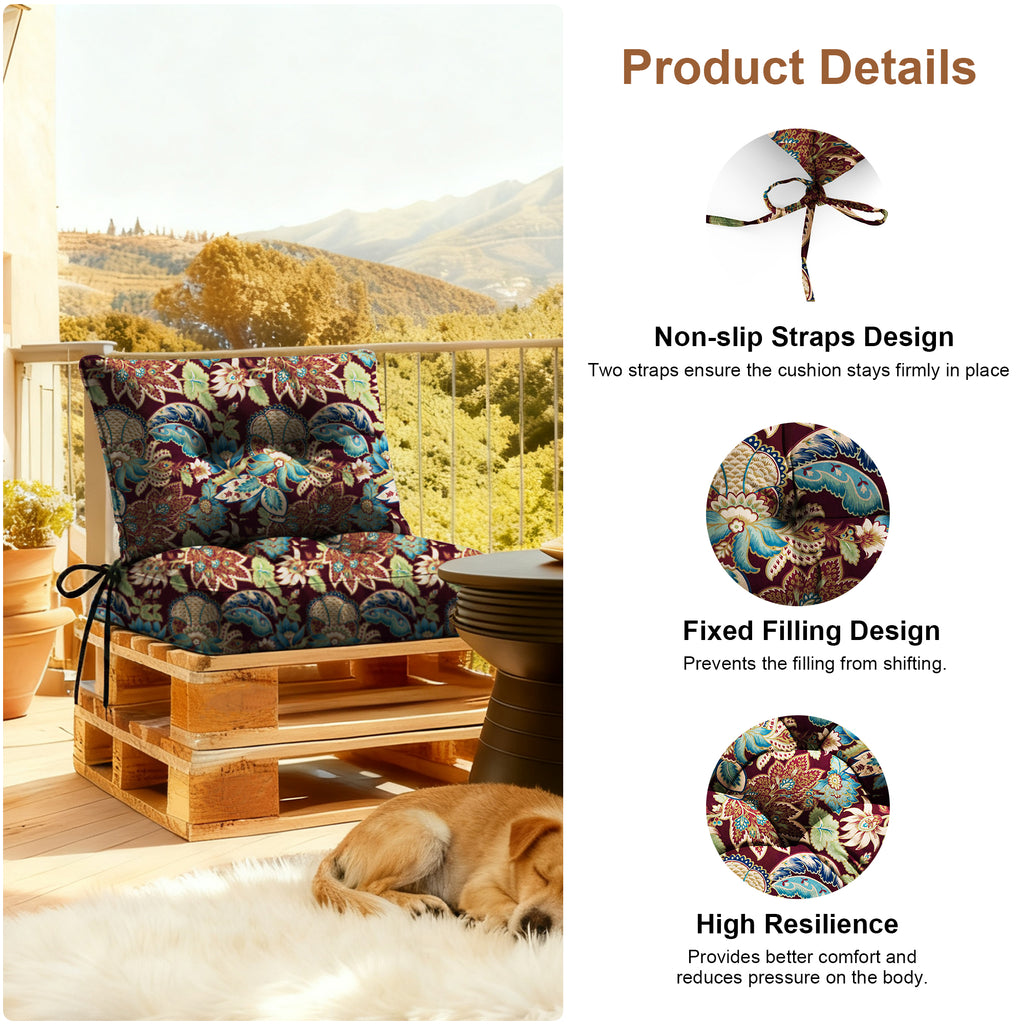 Outdoor Chair Cushions Set of 2  All-Weather Patio Furniture Cushions with High Resilience Foam  Indoor Outdoor Seat & Back Cushion for Patio, Garden  Sunroom