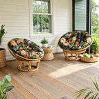 ARTPLAN Round Papasan Chair Cushion Tufted Swing Seat Pad with Ties