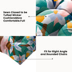 ARTPLAN Outdoor Cushions for Settee,Wicker Loveseat Cushions with Tie,Tufted Patio Cushions 2 U-Shaped Set of 5 Piece,L44xW19,Floral,