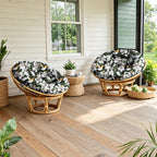 ARTPLAN Round Papasan Chair Cushion Tufted Swing Seat Pad with Ties