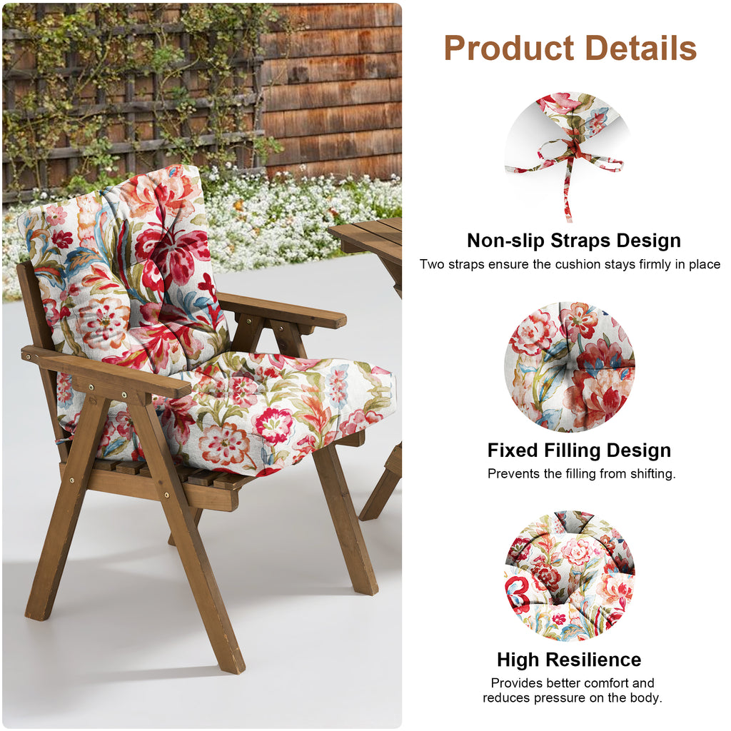 Outdoor Chair Cushion Tufted Seat & Back Cushion with Ties 40x21x4 Inch Waterproof UV Fade Resistant Replacement Cushion for Patio Garden Furniture