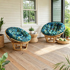 ARTPLAN Round Papasan Chair Cushion Tufted Swing Seat Pad with Ties