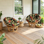 ARTPLAN Round Papasan Chair Cushion Tufted Swing Seat Pad with Ties