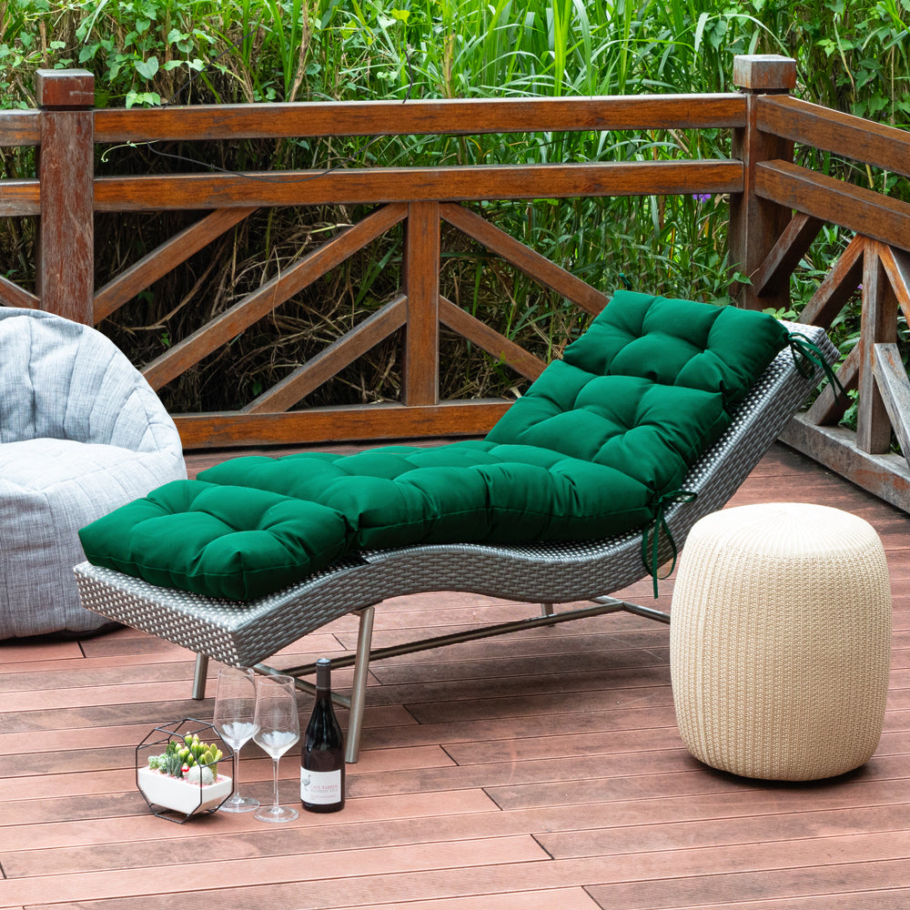 ARTPLAN Outdoor Chaise Lounge Cushion 72x22x4 inches, Floral Tufted Thick Replacement Cushion with Ties, All Weather Wicker Patio Furniture Cushion
