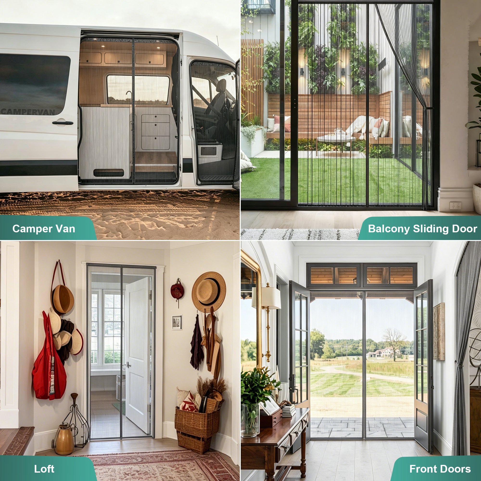 Mesh Door Screen 38x83 Magnetic Closure Easy Install Entry Screen Door