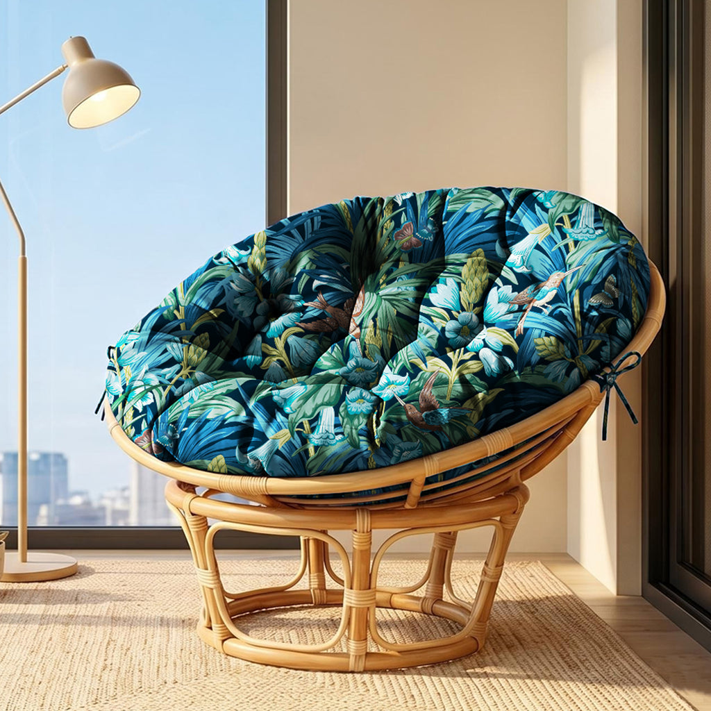 ARTPLAN Round Papasan Chair Cushion Tufted Swing Seat Pad with Ties