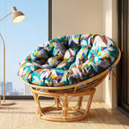 ARTPLAN Round Papasan Chair Cushion Tufted Swing Seat Pad with Ties