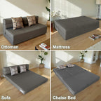 Convertible Folding Sofa Bed, High-Density Memory Foam Sofa Bed with a Fluffy Pillow, Modern Futon Floor Couch Guest Bed for Living Room/Dorm/Guest Use/Home Office/Apartment