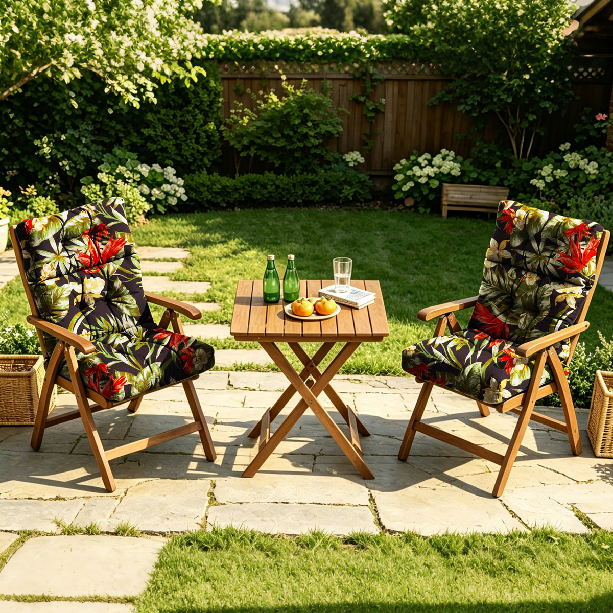 Outdoor High Back Chair Cushions 44 x 21 x 4 Tufted Adirondack Chair Cushions Water Resistant Patterned Patio Furniture Cushions with Multiple Color for Garden Rocking Chair