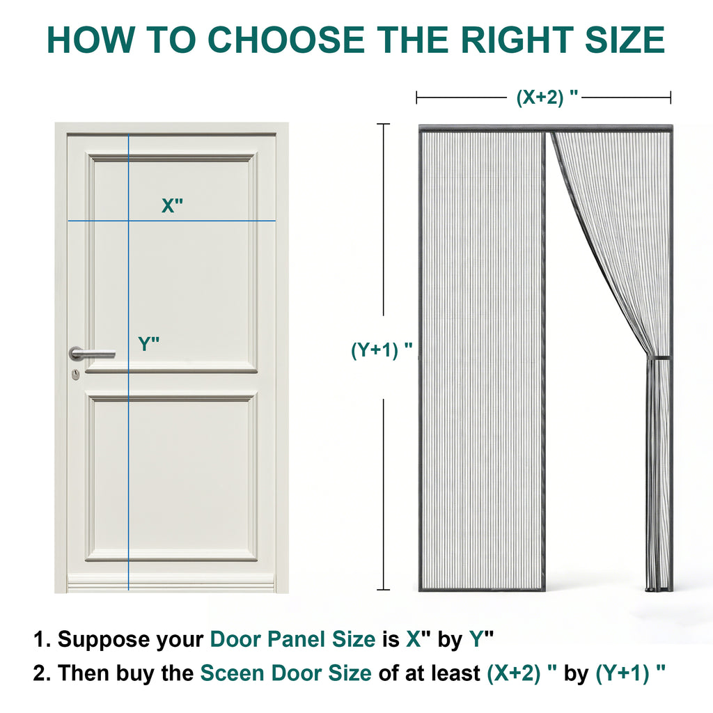 Mesh Door Screen 38x83 Magnetic Closure Easy Install Entry Screen Door