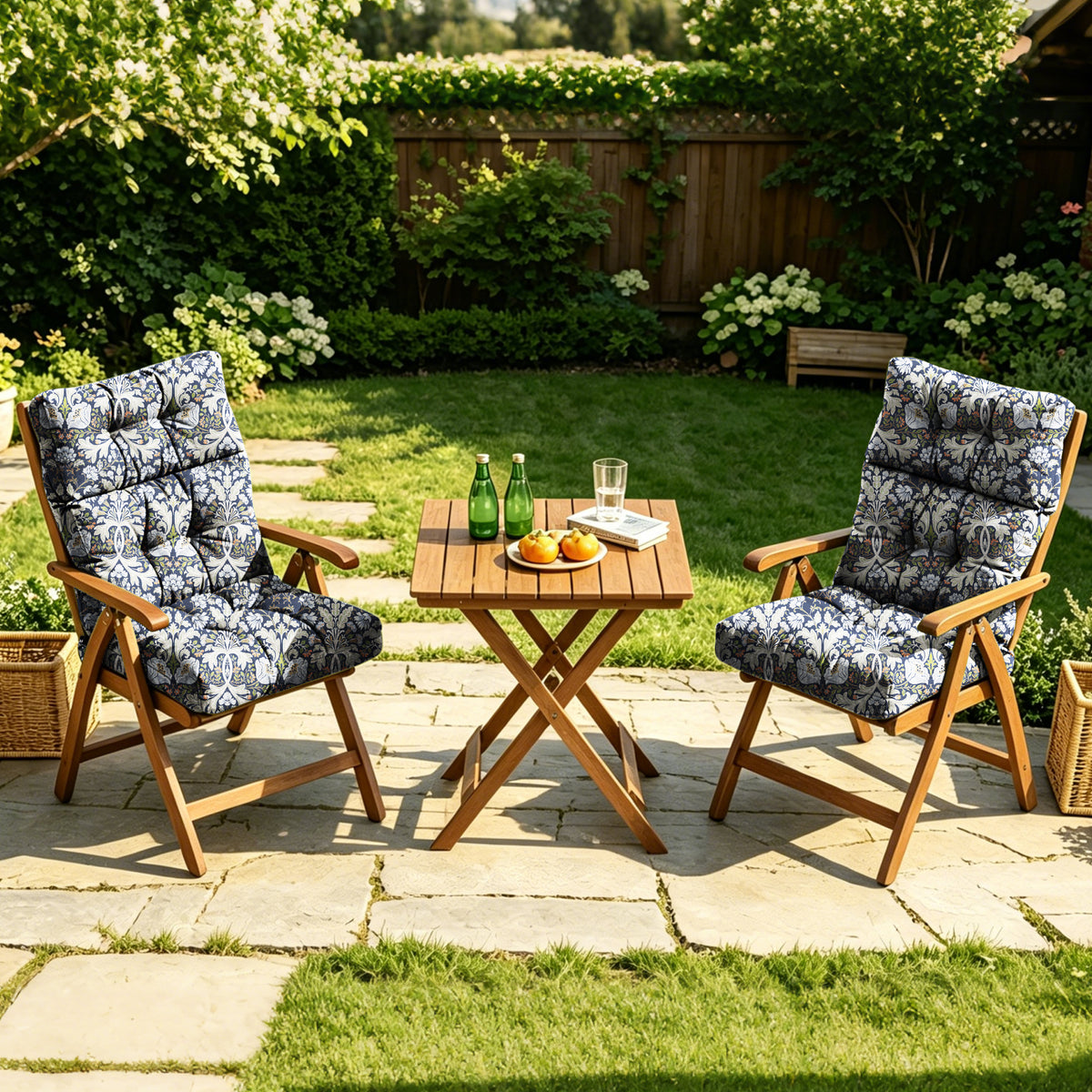 Outdoor High Back Chair Cushions 44 x 21 x 4 Tufted Adirondack Chair Cushions Water Resistant Patterned Patio Furniture Cushions with Multiple Color for Garden Rocking Chair