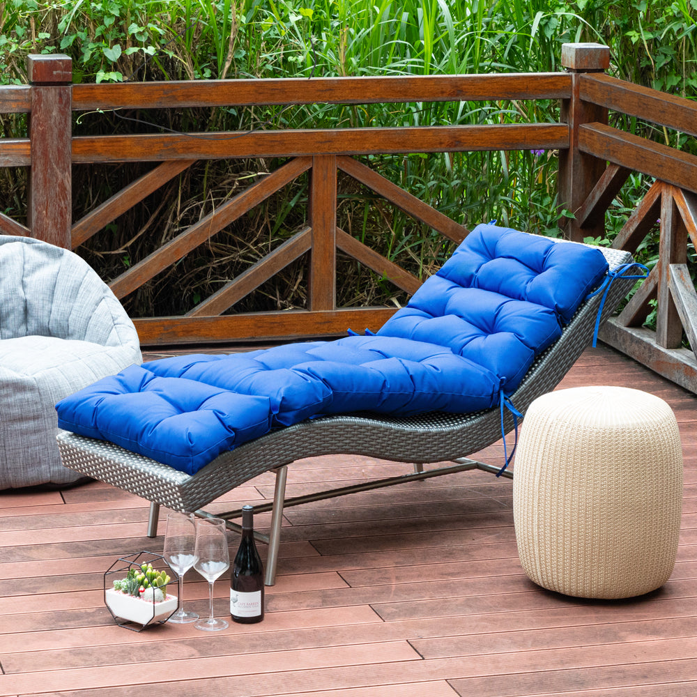 ARTPLAN Outdoor Chaise Lounge Cushion 72x22x4 inches, Floral Tufted Thick Replacement Cushion with Ties, All Weather Wicker Patio Furniture Cushion