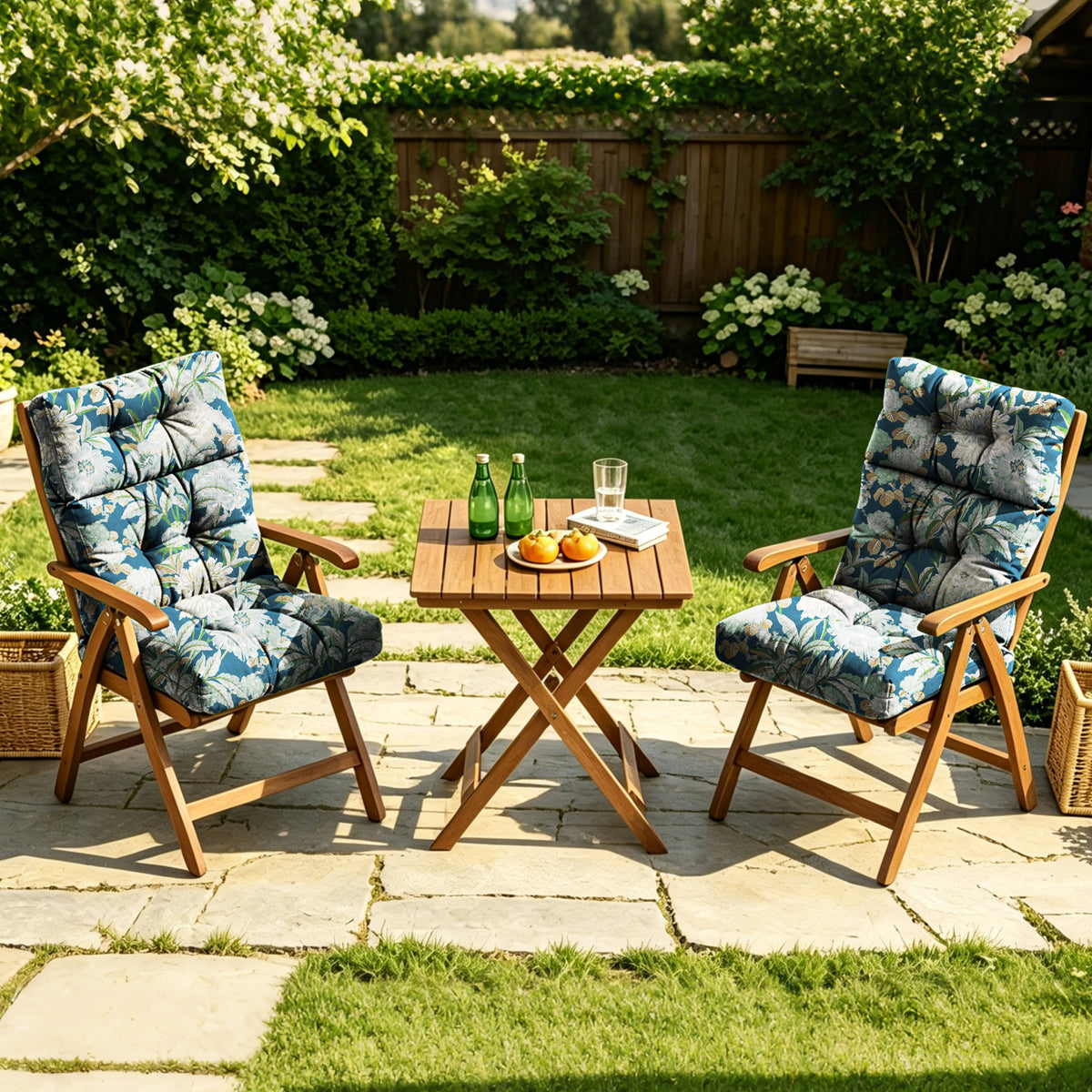 Outdoor High Back Chair Cushions 44 x 21 x 4 Tufted Adirondack Chair Cushions Water Resistant Patterned Patio Furniture Cushions with Multiple Color for Garden Rocking Chair