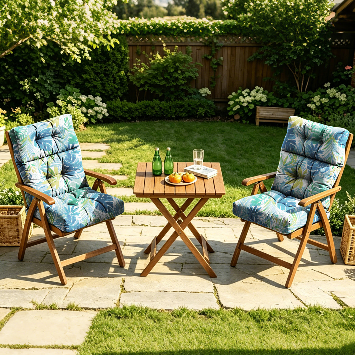 Outdoor High Back Chair Cushions 44 x 21 x 4 Tufted Adirondack Chair Cushions Water Resistant Patterned Patio Furniture Cushions with Multiple Color for Garden Rocking Chair