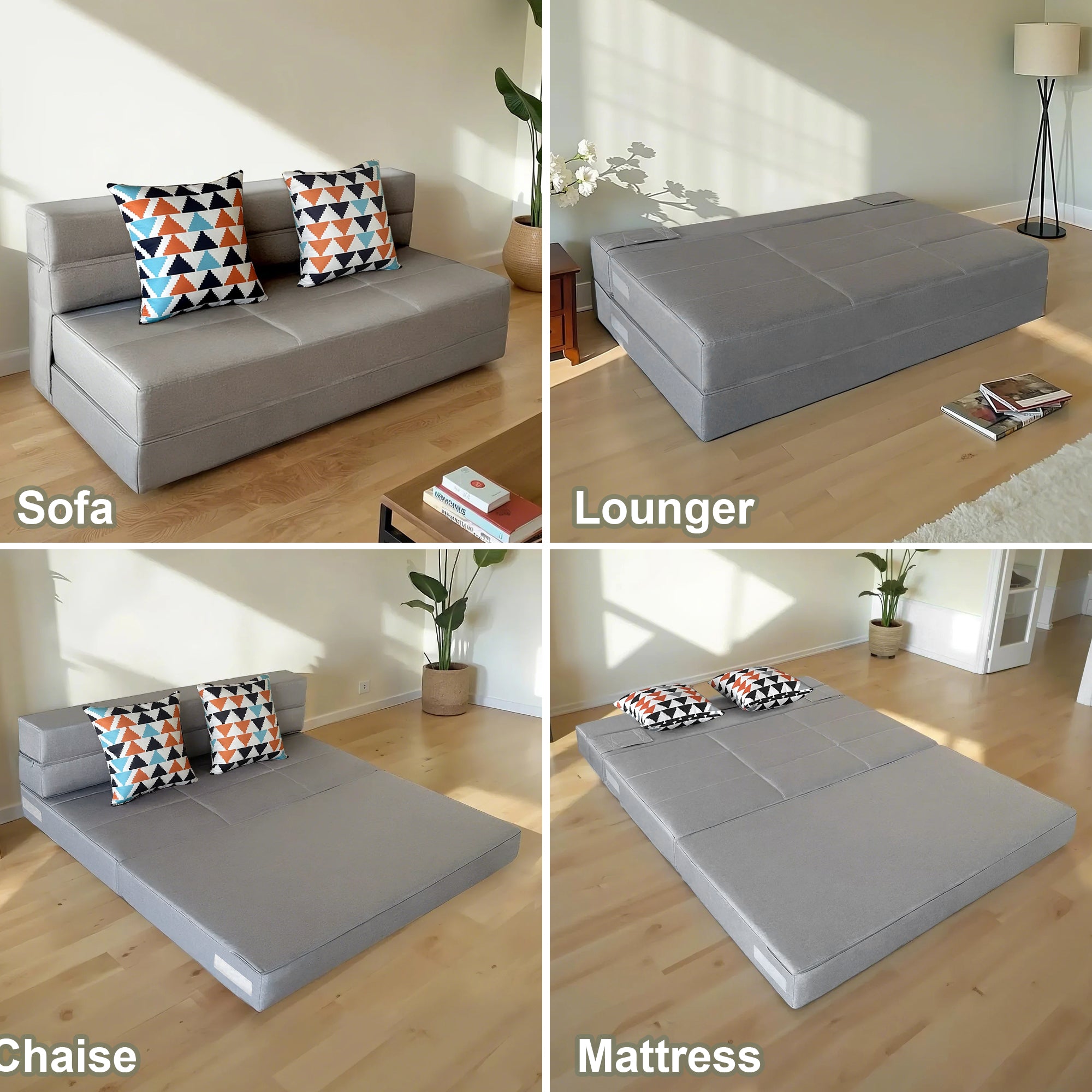 Convertible Folding Sofa Bed, High-Density Memory Foam Sofa Bed with a Fluffy Pillow, Modern Futon Floor Couch Guest Bed for Living Room/Dorm/Guest Use/Home Office/Apartment