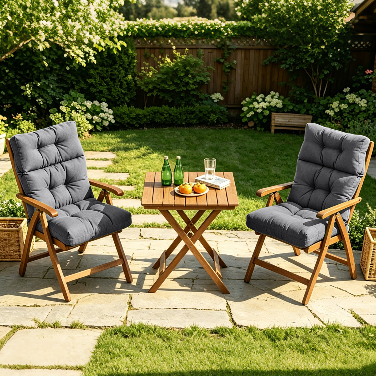 Outdoor High Back Chair Cushions 44 x 21 x 4 Tufted Adirondack Chair Cushions Water Resistant Patterned Patio Furniture Cushions with Multiple Color for Garden Rocking Chair