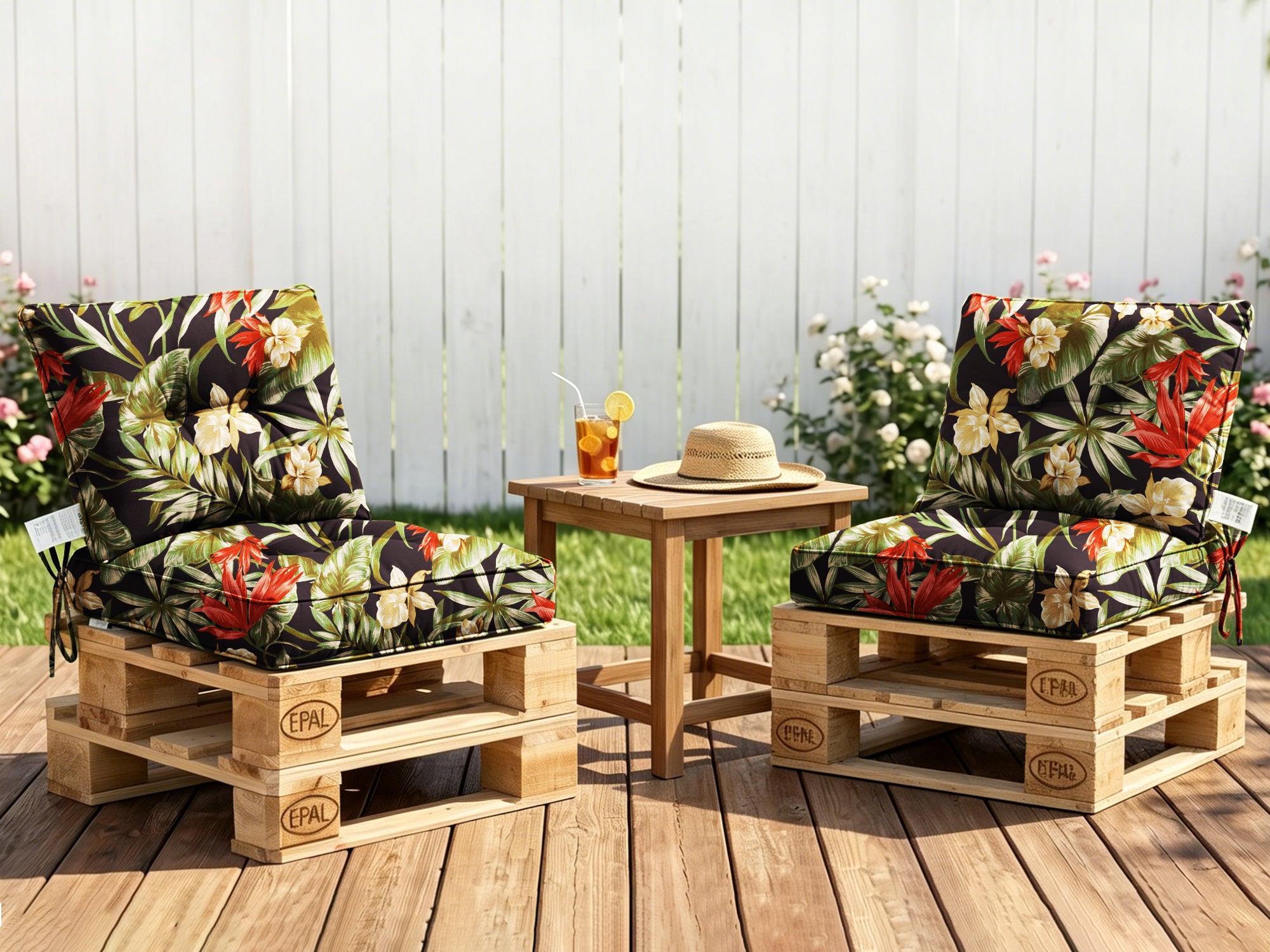 Outdoor Chair Cushions Set of 2, All-Weather Patio Furniture Cushions with High Resilience Foam, Indoor Outdoor Seat & Back Cushion for Patio, Garden, Sunroom