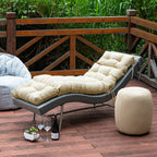 ARTPLAN Outdoor Chaise Lounge Cushion 72x22x4 inches, Floral Tufted Thick Replacement Cushion with Ties, All Weather Wicker Patio Furniture Cushion