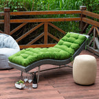 ARTPLAN Outdoor Chaise Lounge Cushion 72x22x4 inches, Floral Tufted Thick Replacement Cushion with Ties, All Weather Wicker Patio Furniture Cushion