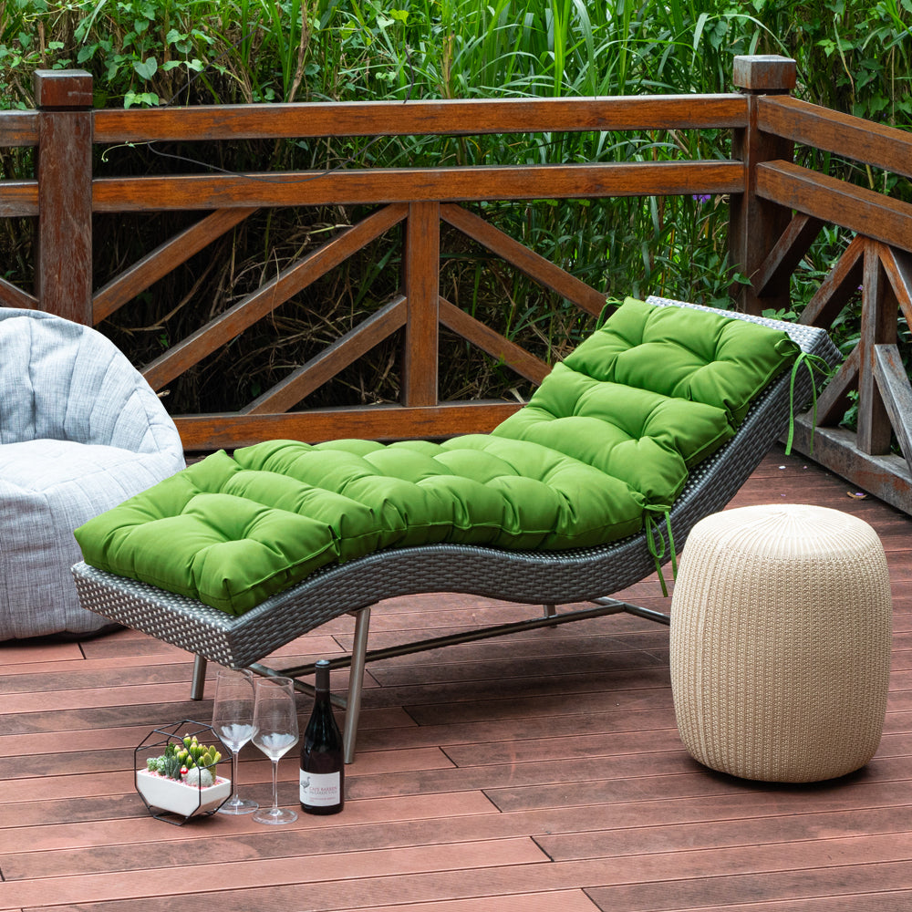 ARTPLAN Outdoor Chaise Lounge Cushion 72x22x4 inches, Floral Tufted Thick Replacement Cushion with Ties, All Weather Wicker Patio Furniture Cushion