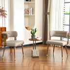 ARTPLAN Walnut Leather Dining Chair - Modern Upholstered Kitchen Chair with High-Resilience Foam Cushion, Stainless Steel Gold Frame for Dining Room, Easy Assembly