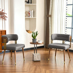ARTPLAN Mid-Century Modern Dining Chair, Leather Upholstered Kitchen Chairs with Walnut Wood Veneer & Gold Metal Legs, High Resilience Foam Cushion for Comfort, Accent Chairs for Dining Room