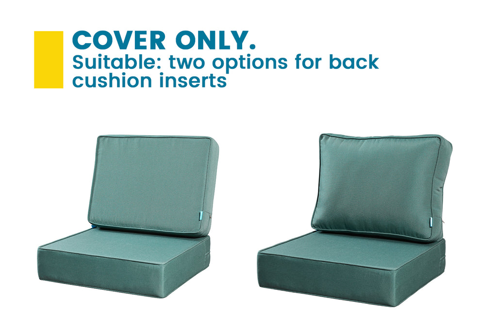 ARTPLAN Outdoor Deep Seat Slipcovers，Set of 2 24x24x6" 18x24 Olefin,Square Outdoor Cushion Cover, for Patio Funiture