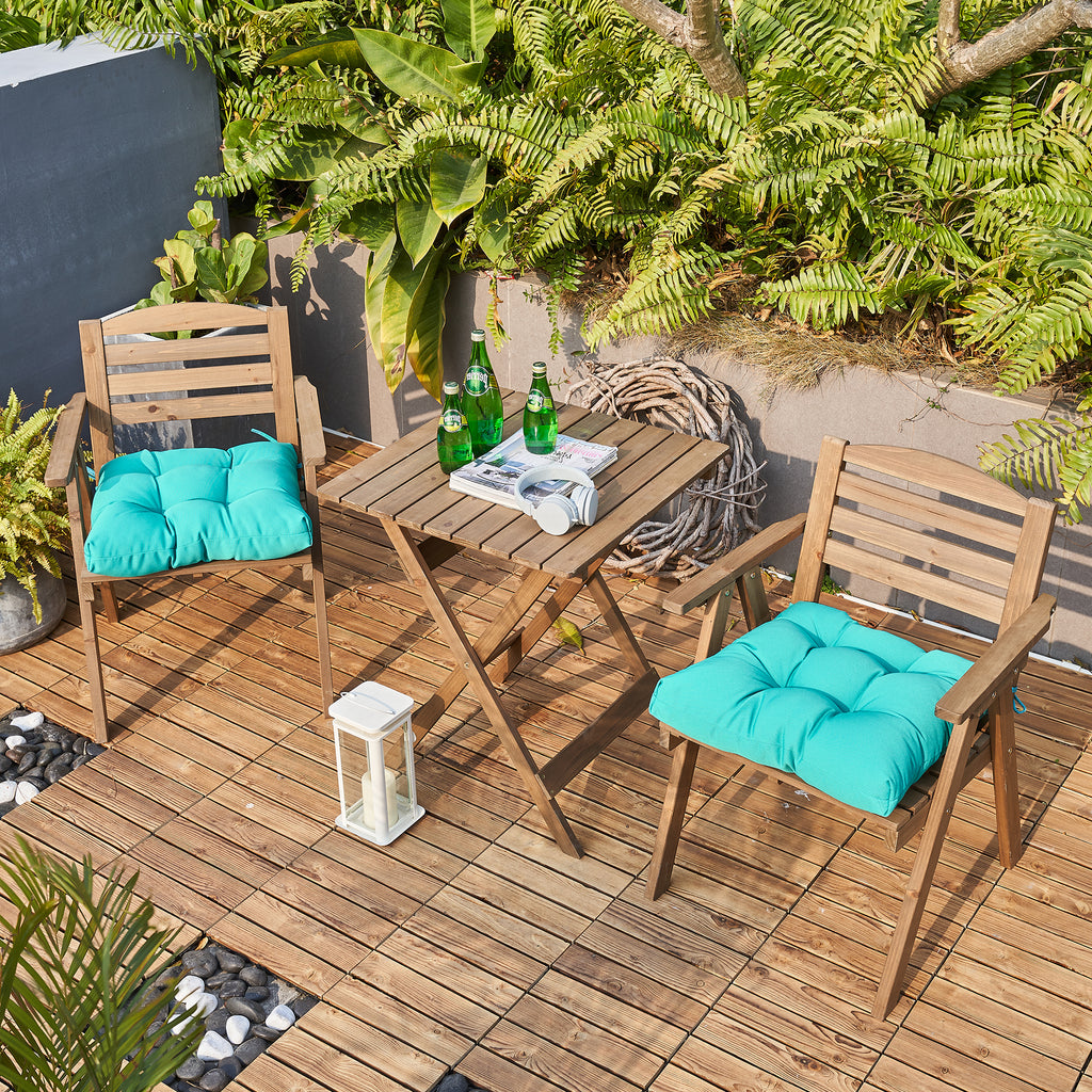 ARTPLANT Outdoor Dinning Seat Pads Cushions with Tie 19"x19"x4",Square Wicker Outdoor Tufted Chair Cushion,Set of 2