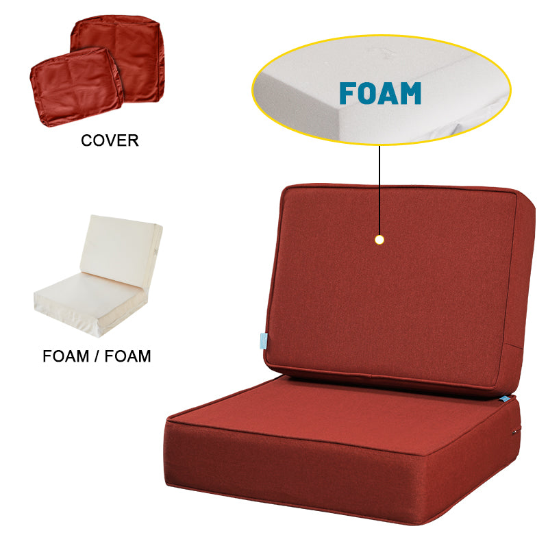 ARTPLAN Outdoor Deep Seat Slipcovers，Set of 2 24x24x6" 18x24 Olefin,Square Outdoor Cushion Cover, for Patio Funiture