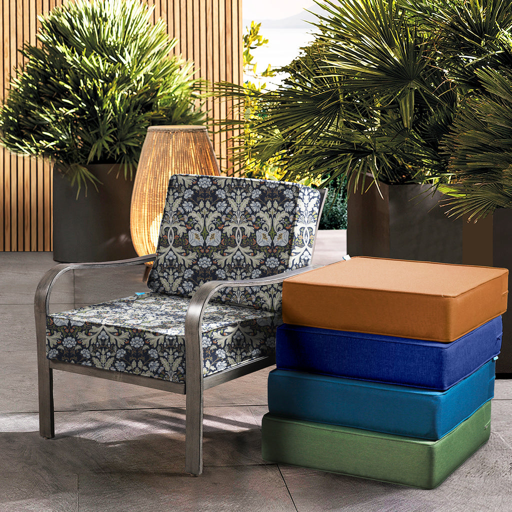 ARTPLAN Outdoor Deep Seat Slipcovers，Set of 2 24x24x6" 18x24 Olefin,Square Outdoor Cushion Cover, for Patio Funiture