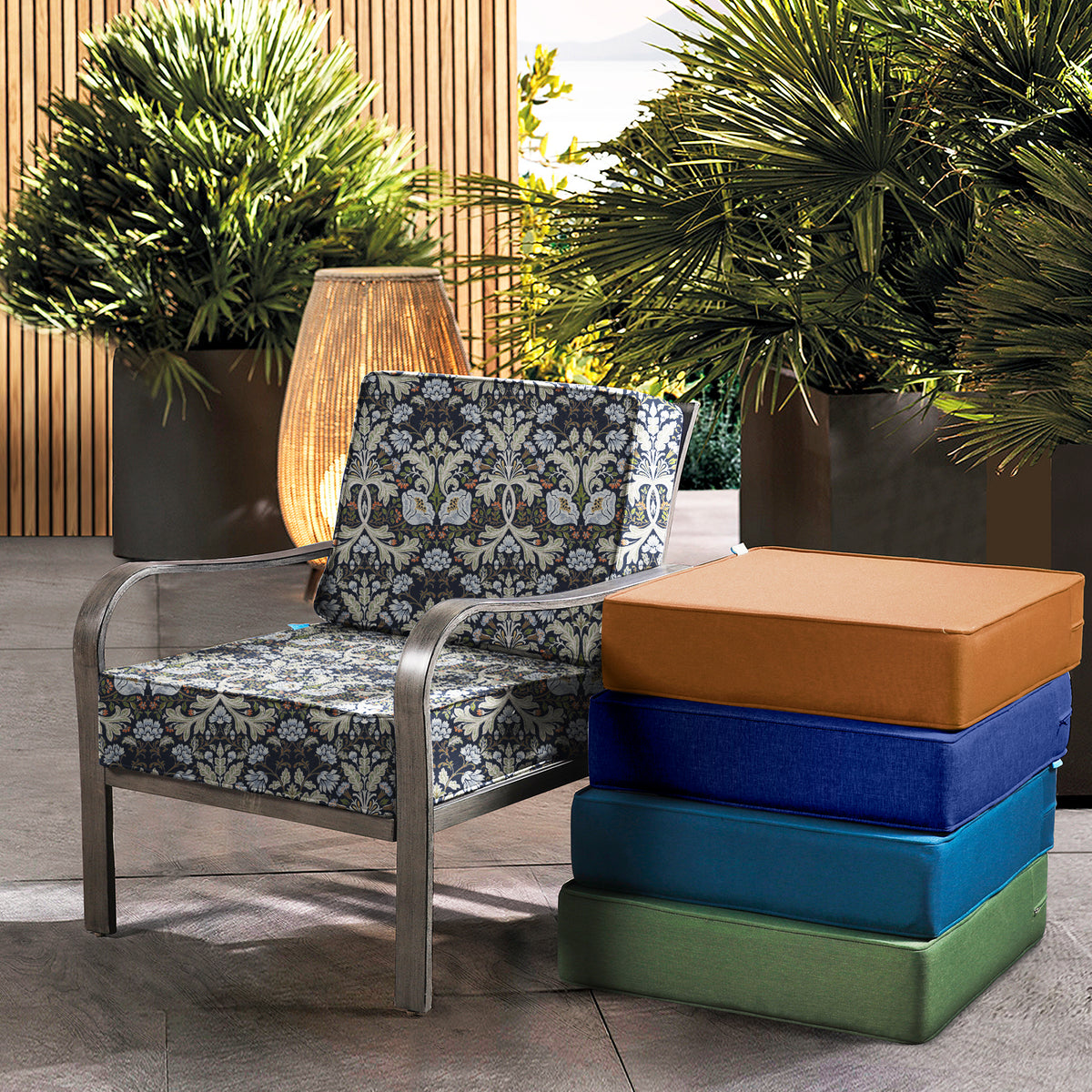 ARTPLAN Outdoor Deep Seat Slipcovers，Set of 2 24x24x6" 18x24 Olefin,Square Outdoor Cushion Cover, for Patio Funiture