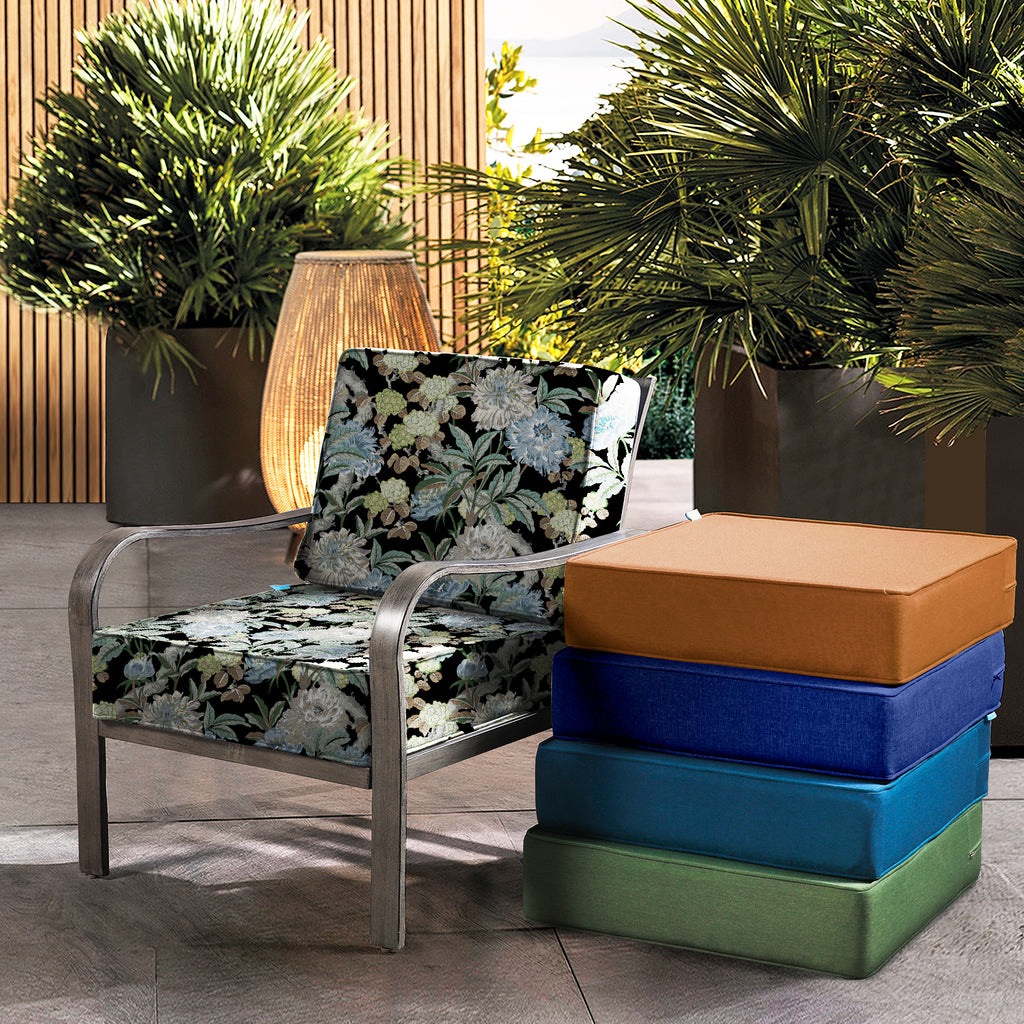 ARTPLAN Outdoor Deep Seat Slipcovers，Set of 2 24x24x6" 18x24 Olefin,Square Outdoor Cushion Cover, for Patio Funiture