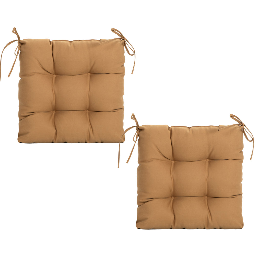 ARTPLANT Outdoor Dinning Seat Pads Cushions with Tie 19"x19"x4",Square Wicker Outdoor Tufted Chair Cushion,Set of 2