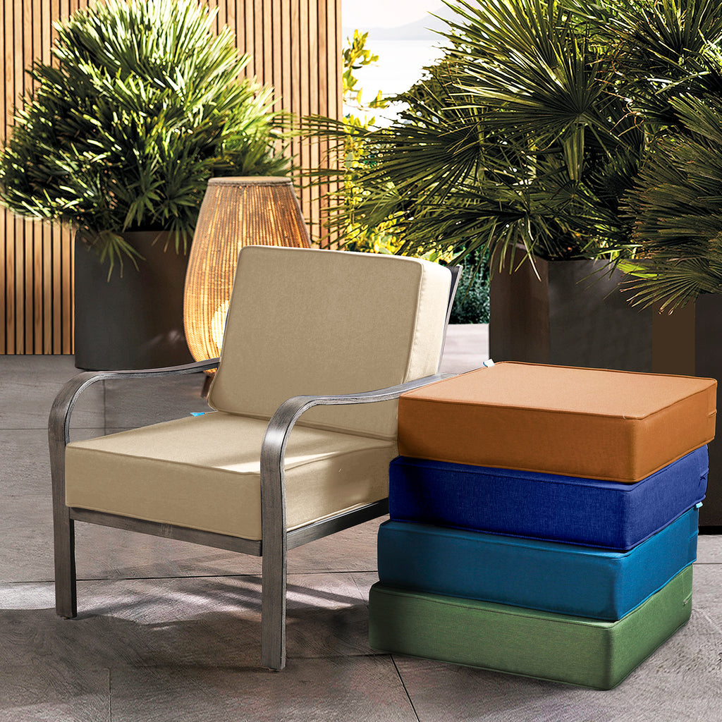 ARTPLAN Outdoor Deep Seat Slipcovers，Set of 2 24x24x6" 18x24 Olefin,Square Outdoor Cushion Cover, for Patio Funiture