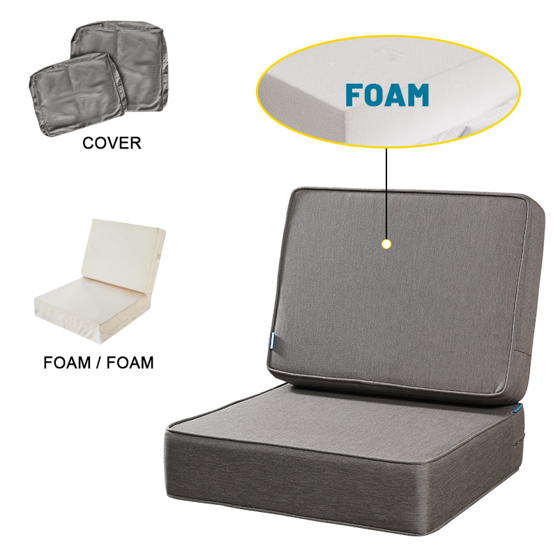 ARTPLAN Outdoor Deep Seat Slipcovers，Set of 2 24x24x6" 18x24 Olefin,Square Outdoor Cushion Cover, for Patio Funiture