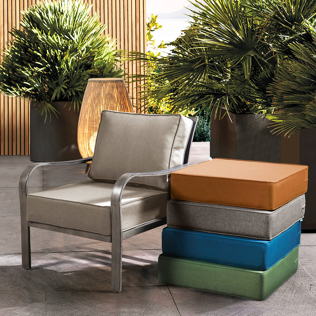 ARTPLAN Deep Seat Outdoor Cushion,Set 24"x24"x6" ,18x24" Bench Outdoor Chair Cushions, Polyester Fill Back for Patio Furniture ,Square
